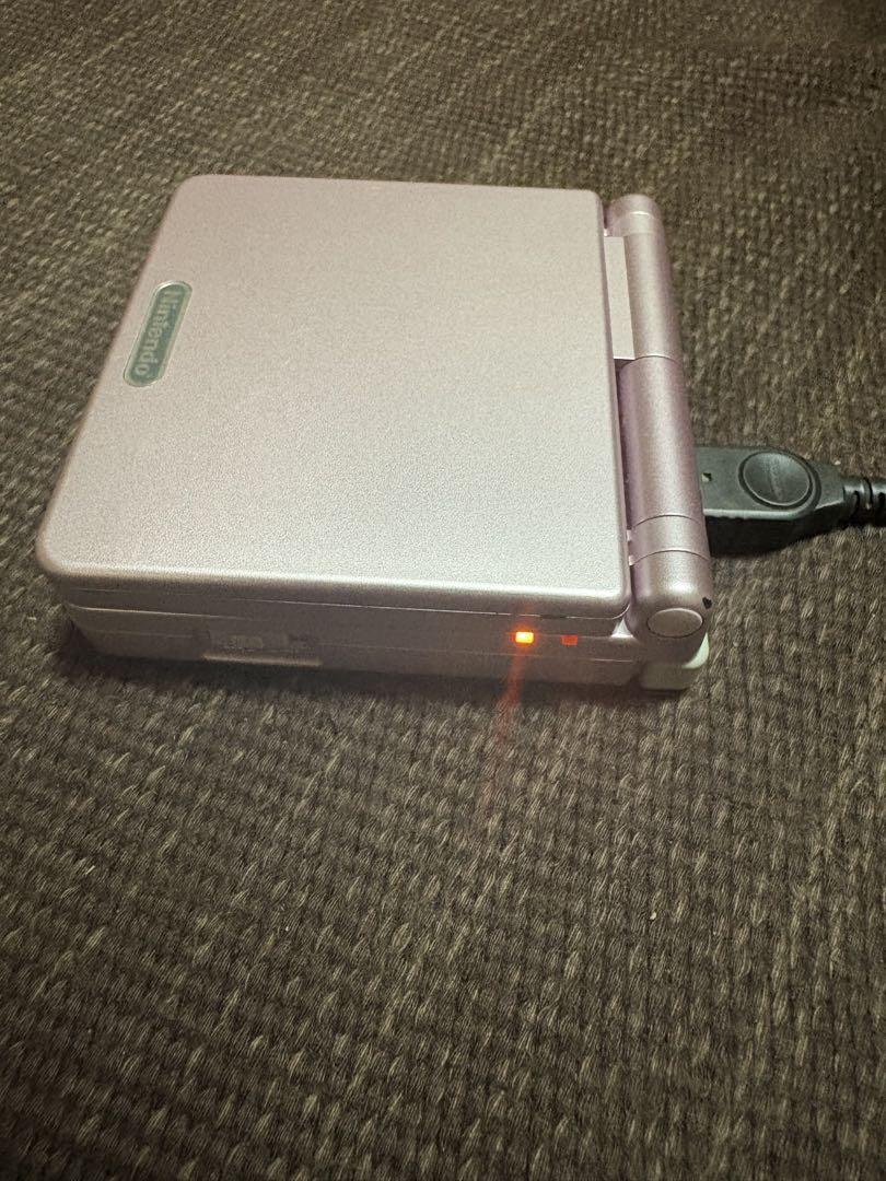 Game Boy Advance SP Pearl Pink Console with 2 Games and Original Charger
