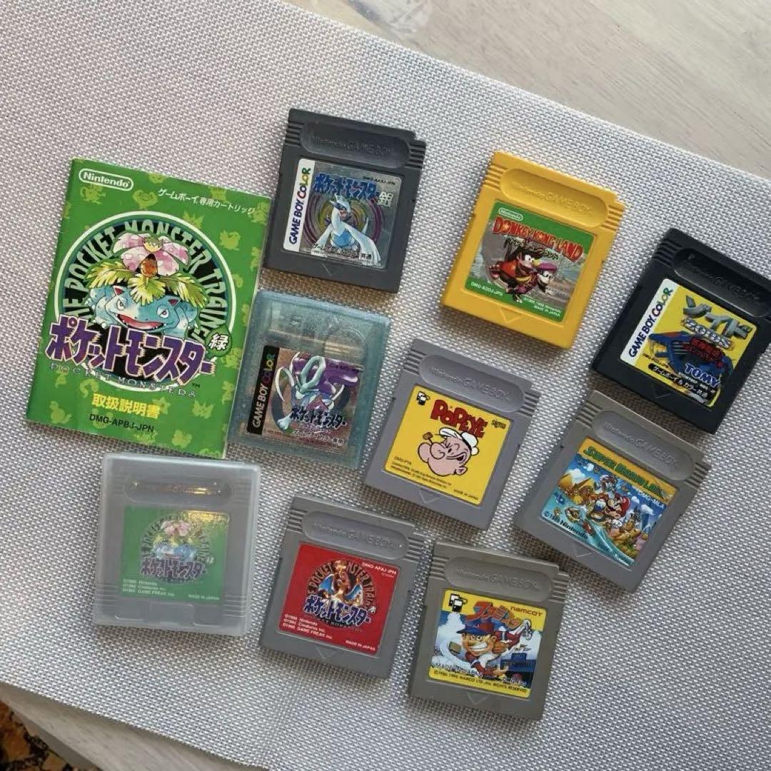 Game Boy Software Set 9 Pieces Pokémon Donkey Kong Mario Paprika Manual