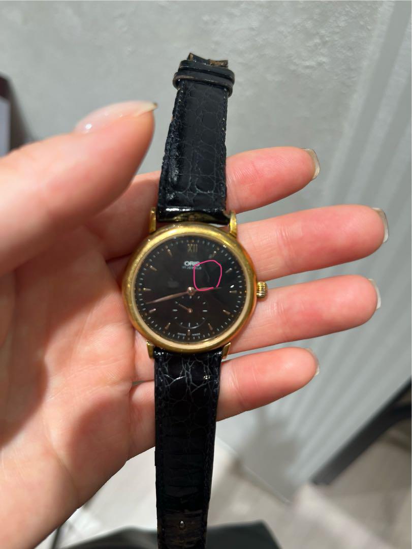 Oris Watch, Complete Product, Hand-Wound Watch Black Dial Gold