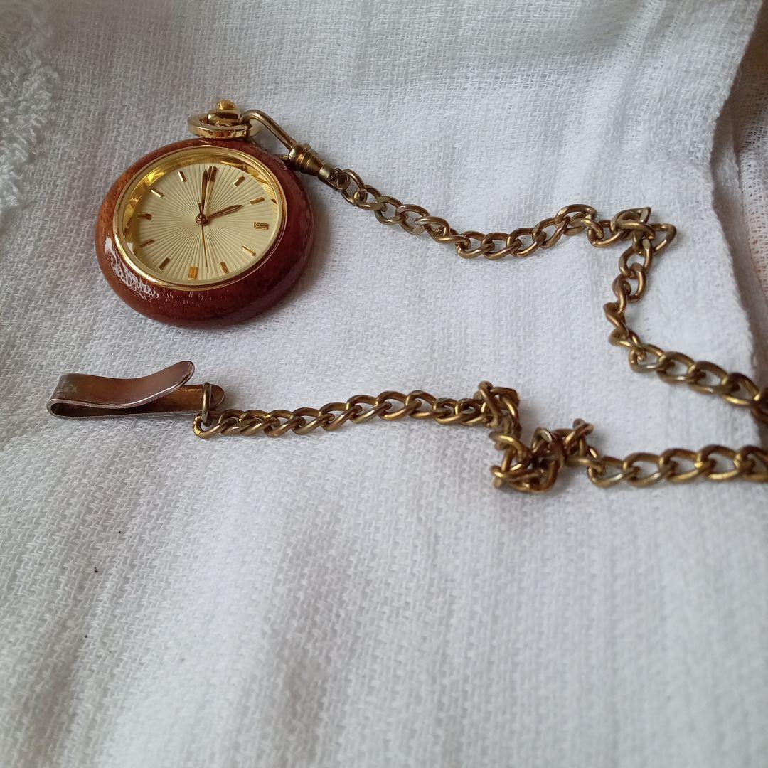 Analog Pocket Watch Wooden Frame
