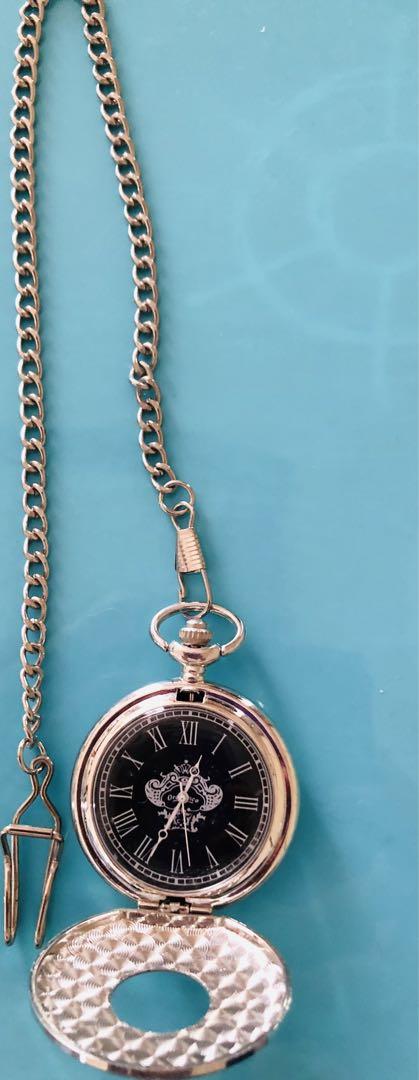 Silver Pocket Watch with Decorative Dial