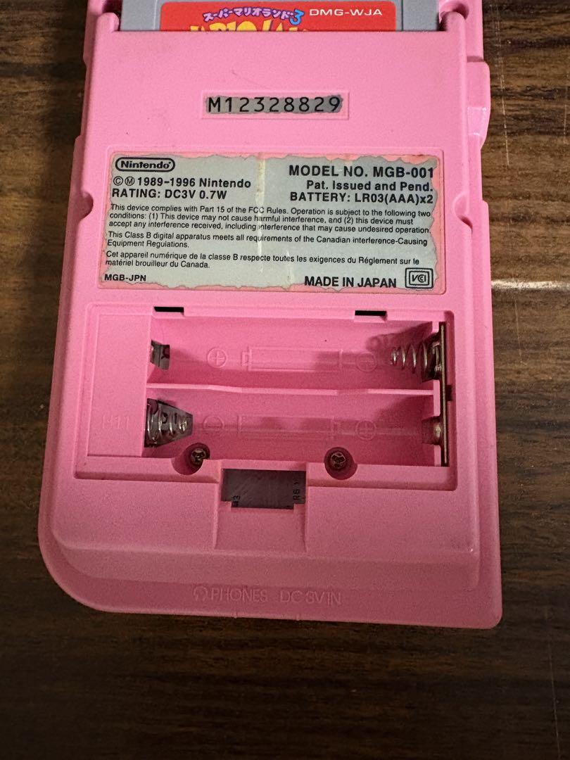 Pink Game Boy Console + Super Mario Land 3