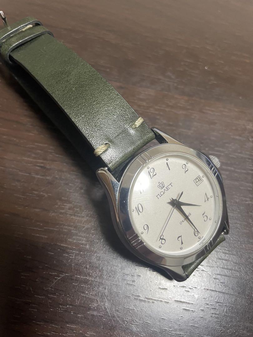 POLJOT Poliotte Hand-Wound Watch Silver Dial Leather Strap