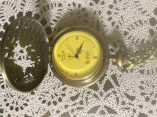 Yellow Dial Pocket Watch with Engraved Design