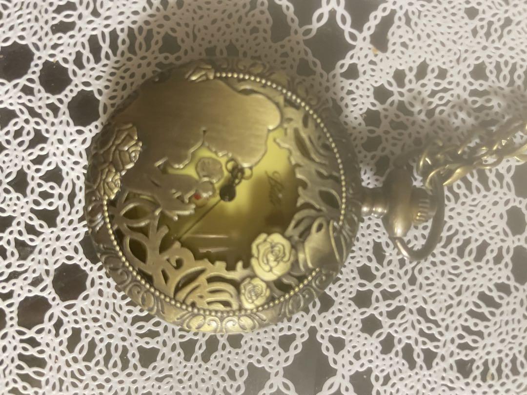 Yellow Dial Pocket Watch with Engraved Design