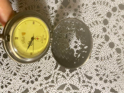 Yellow Dial Pocket Watch with Engraved Design