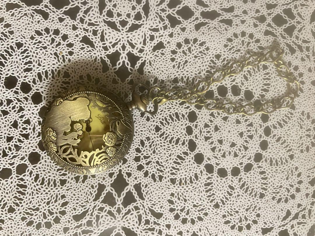Yellow Dial Pocket Watch with Engraved Design