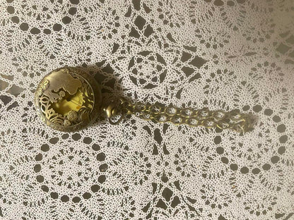 Yellow Dial Pocket Watch with Engraved Design