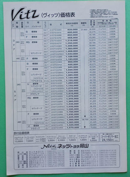 New 2003 Toyota Vitz First Generation SCP Series and Minor After Catalog