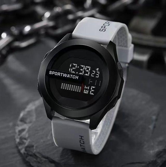 Unisex LED Water-Resistant Sports Digital Watch Gray