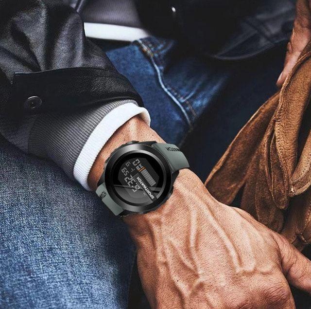 Unisex LED Water-Resistant Sports Digital Watch Gray