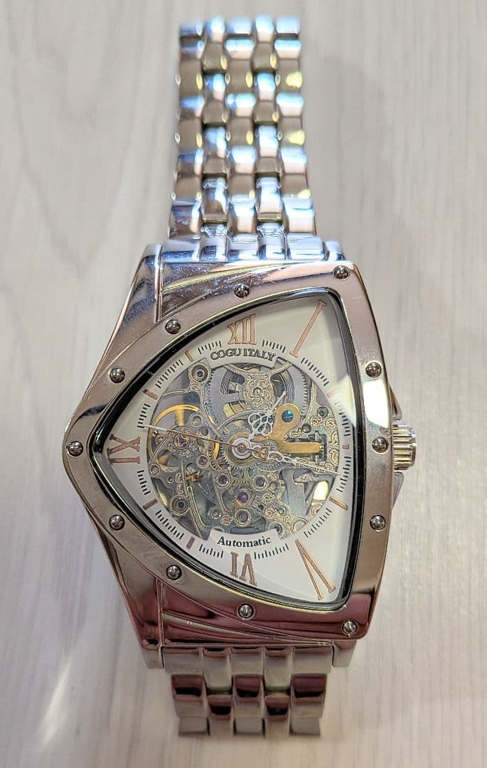 [High-Quality] COGUITALY Skeleton Triangle Model Automatic Winding Watch