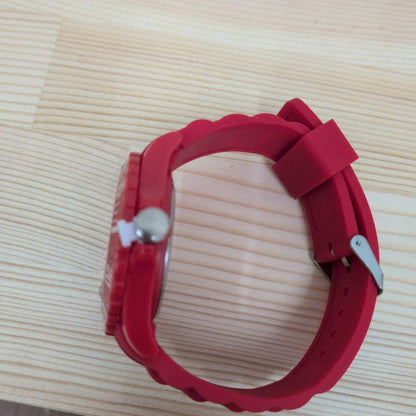 Red Rubber Strap Watch Flame Design