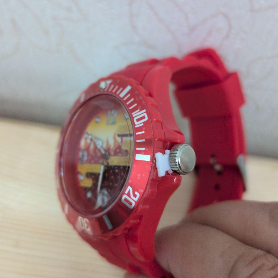 Red Rubber Strap Watch Flame Design
