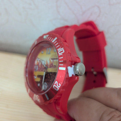 Red Rubber Strap Watch Flame Design