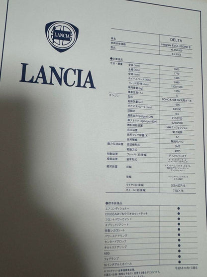 Lancia Delta HF Integrale 1995 Catalog New Rare Item