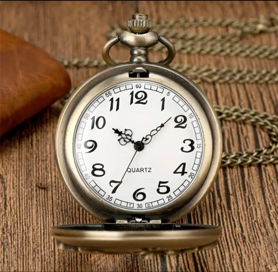 New Pocket Watch Men's Pocket Watch Quartz Bronze Steam Punk Gear