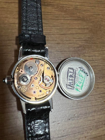 Omega Winding Watch Silver Dial Leather