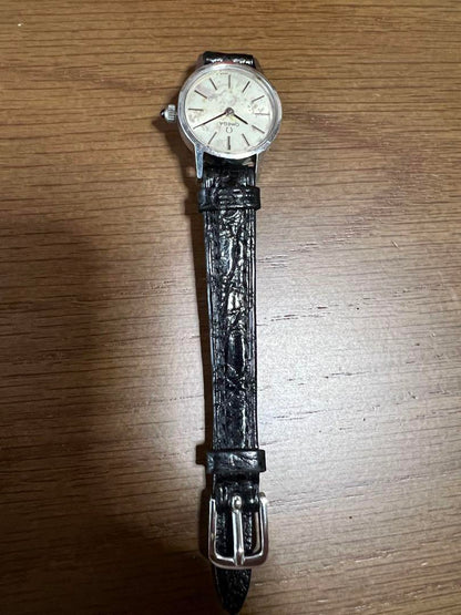 Omega Winding Watch Silver Dial Leather