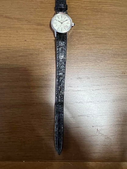 Omega Winding Watch Silver Dial Leather