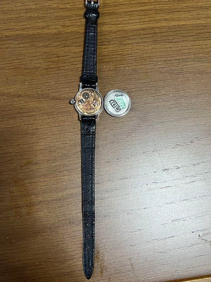 Omega Winding Watch Silver Dial Leather