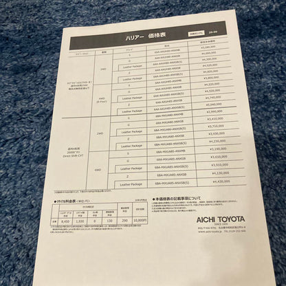 [Through 9/28, discounted] TOYOTA HARRIER Catalog