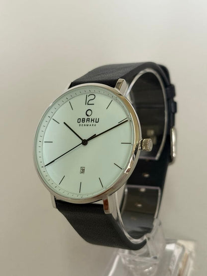 [Excellent Condition] OBAKU 40mm Watch • Blue White • Interchangeable Strap • R7/10 Battery Replaced