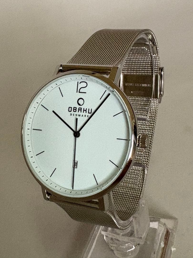 [Excellent Condition] OBAKU 40mm Watch • Blue White • Interchangeable Strap • R7/10 Battery Replaced