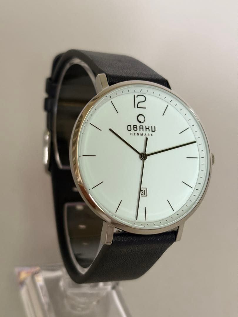 [Excellent Condition] OBAKU 40mm Watch • Blue White • Interchangeable Strap • R7/10 Battery Replaced