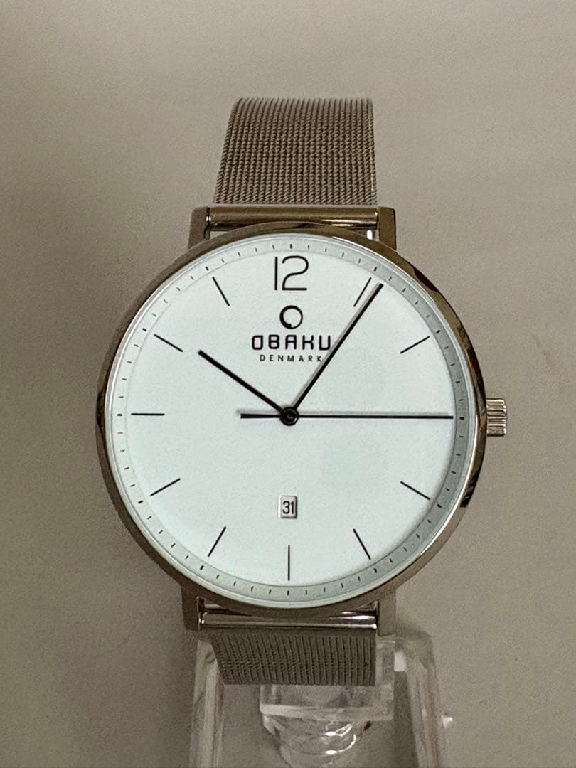 [Excellent Condition] OBAKU 40mm Watch • Blue White • Interchangeable Strap • R7/10 Battery Replaced