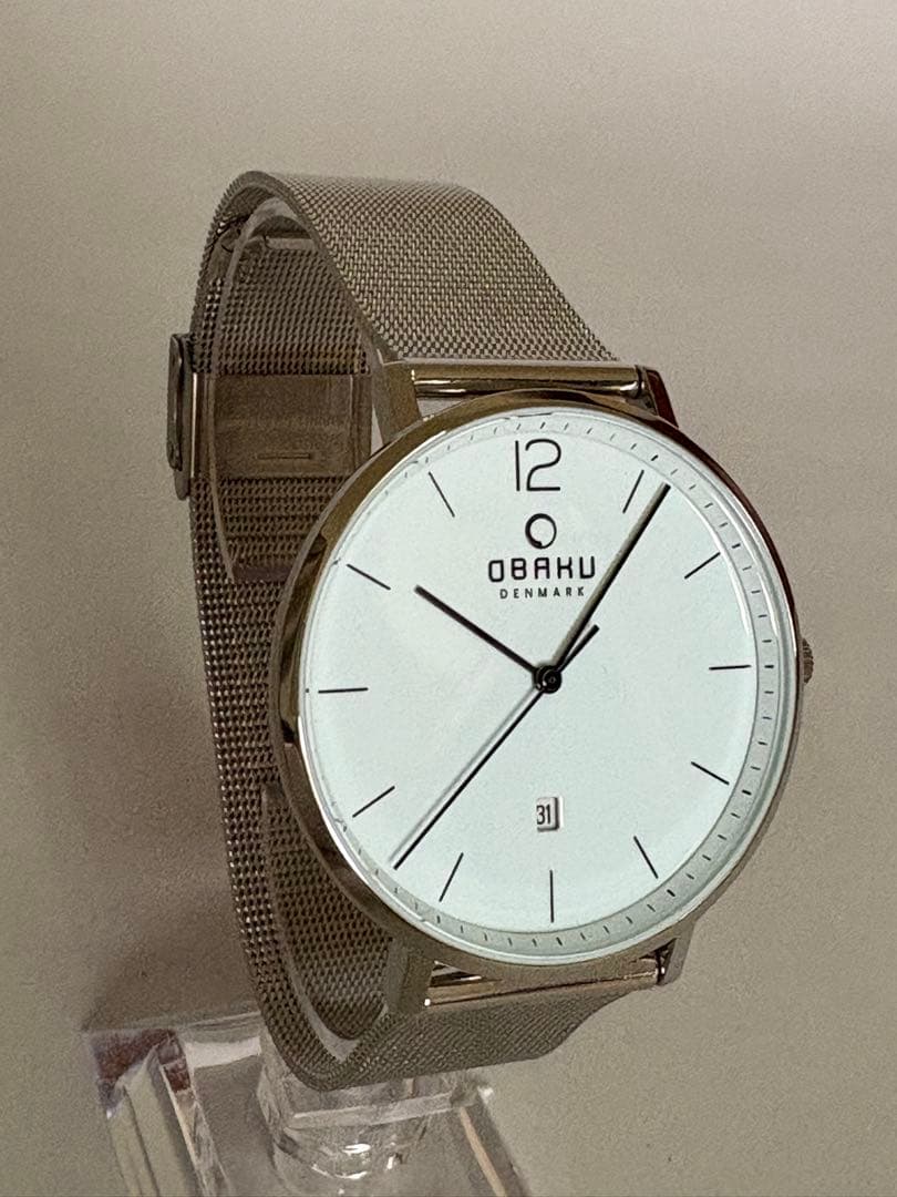 [Excellent Condition] OBAKU 40mm Watch • Blue White • Interchangeable Strap • R7/10 Battery Replaced