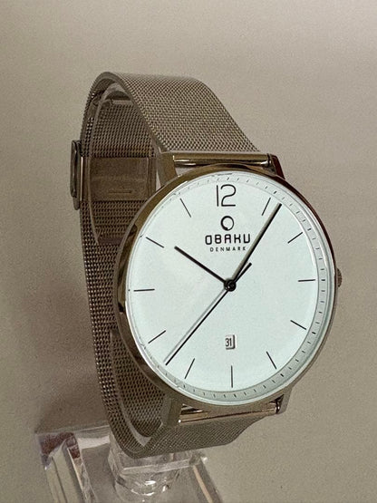 [Excellent Condition] OBAKU 40mm Watch • Blue White • Interchangeable Strap • R7/10 Battery Replaced