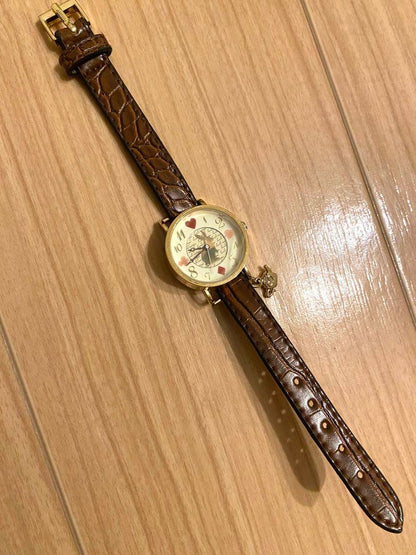 New unused ladies watch Whimsical Wonderland Alice rabbit Leather Gold