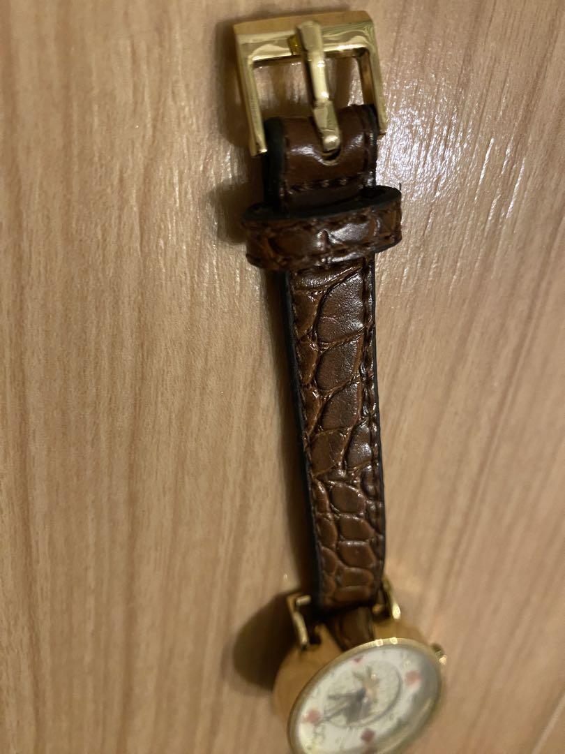 New unused ladies watch Whimsical Wonderland Alice rabbit Leather Gold
