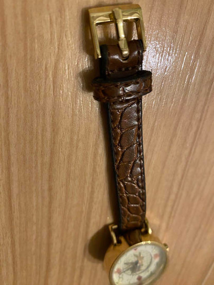 New unused ladies watch Whimsical Wonderland Alice rabbit Leather Gold