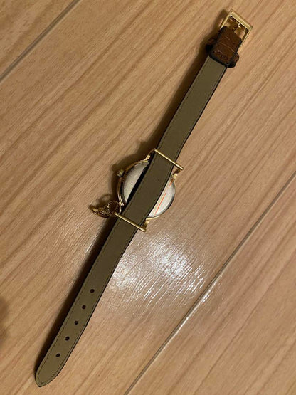 New unused ladies watch Whimsical Wonderland Alice rabbit Leather Gold