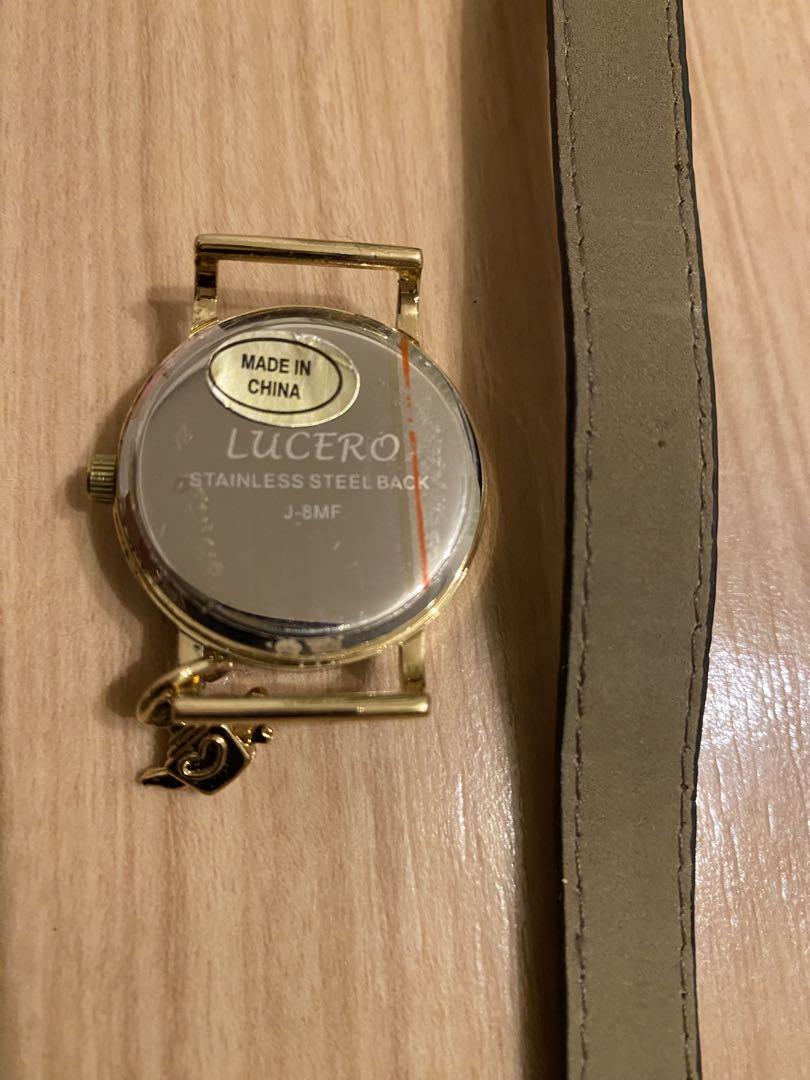New unused ladies watch Whimsical Wonderland Alice rabbit Leather Gold