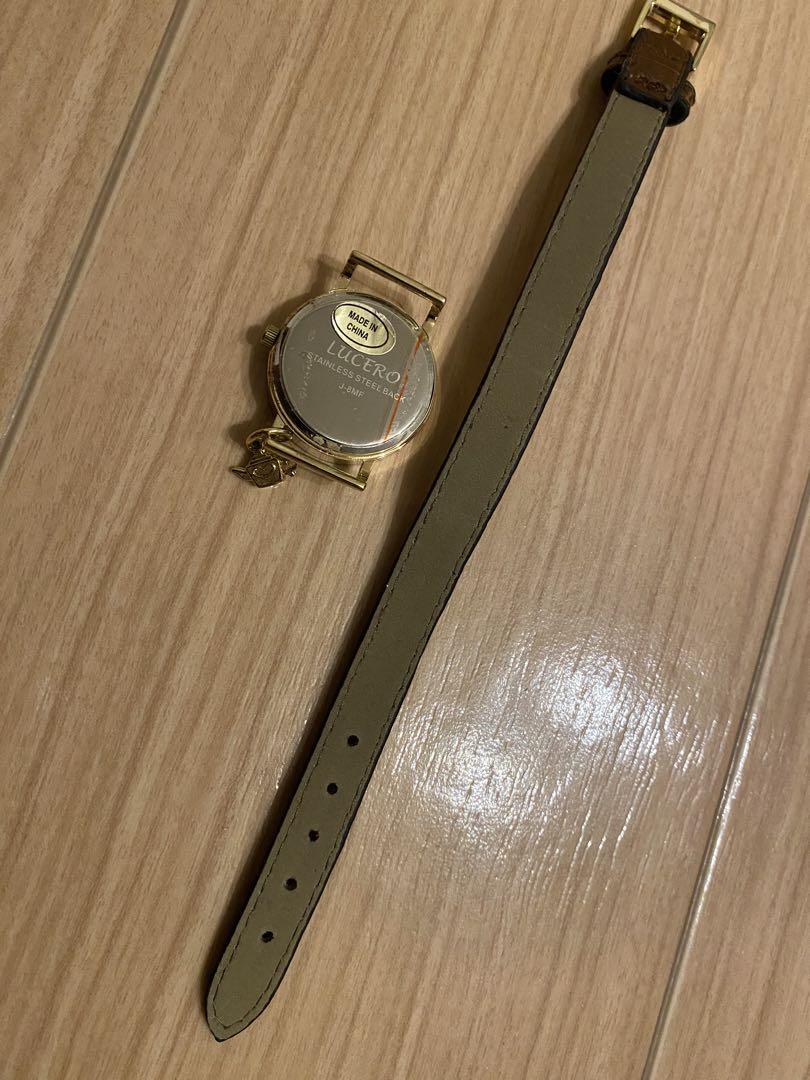 New unused ladies watch Whimsical Wonderland Alice rabbit Leather Gold