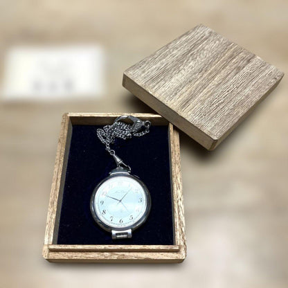 Silver Pocket Watch Waterproof Includes 2-Year Battery Warranty and Magnifying Glass