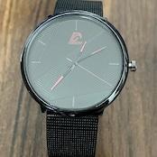 Thin Quartz Watch with Stainless Steel Band and Red Face