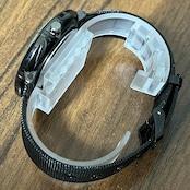 Thin Quartz Watch with Stainless Steel Band and Red Face