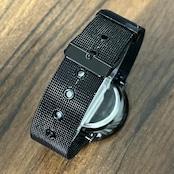 Thin Quartz Watch with Stainless Steel Band and Red Face