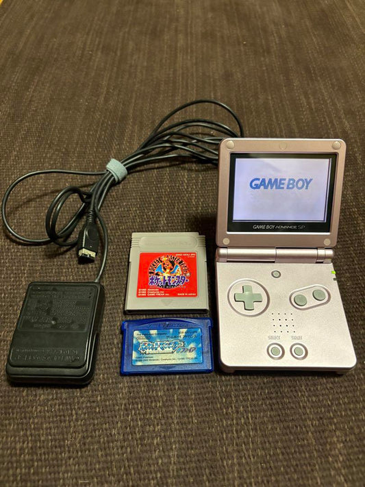 Game Boy Advance SP Pearl Pink Console with 2 Games and Original Charger