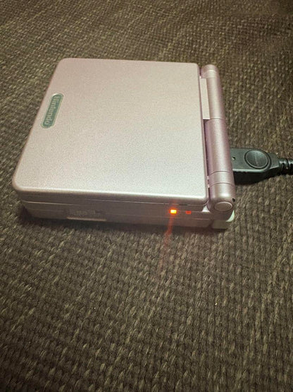 Game Boy Advance SP Pearl Pink Console with 2 Games and Original Charger