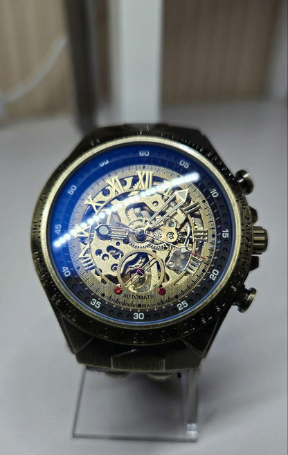 Mechanical Skeleton Watch Antique Style Automatic Winding Transparent Type