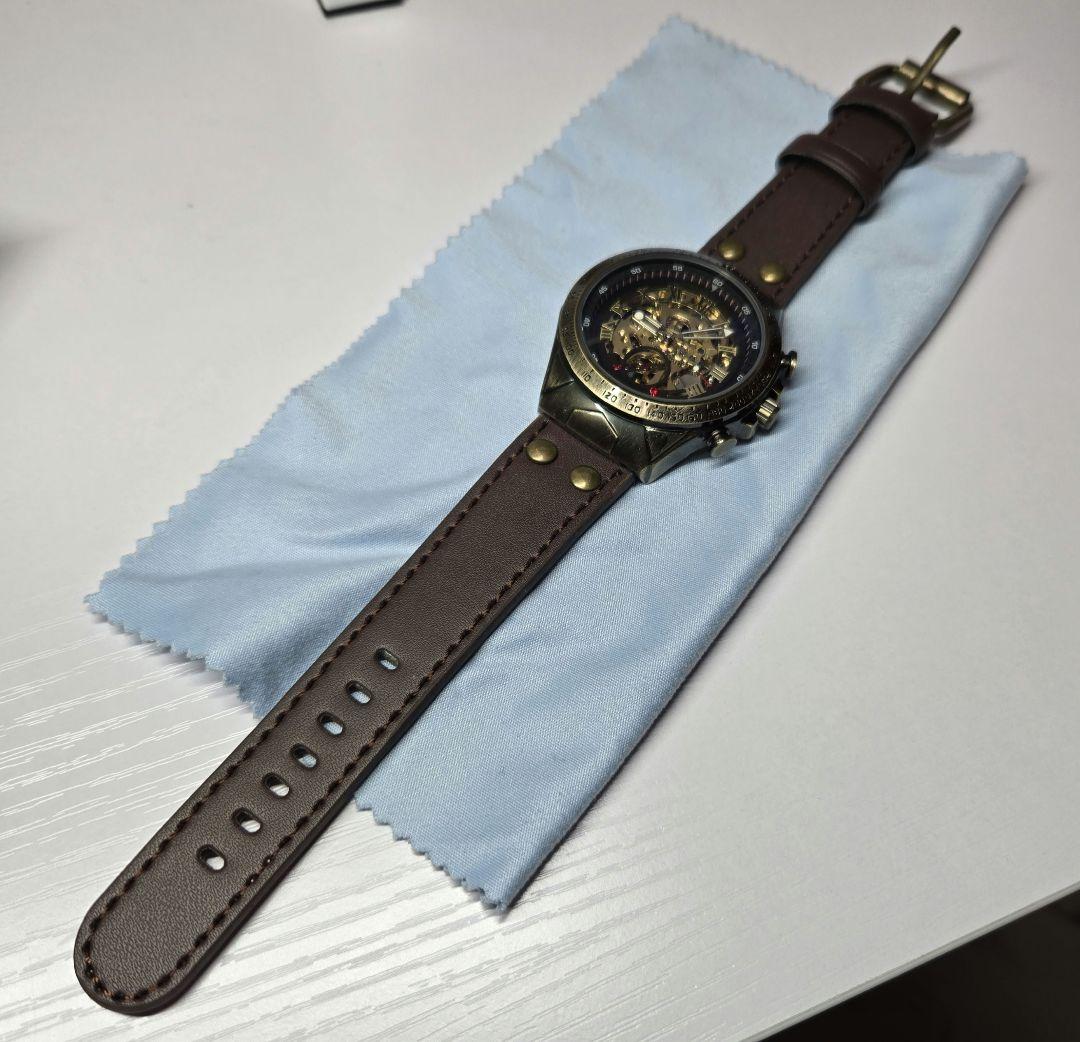 Mechanical Skeleton Watch Antique Style Automatic Winding Transparent Type