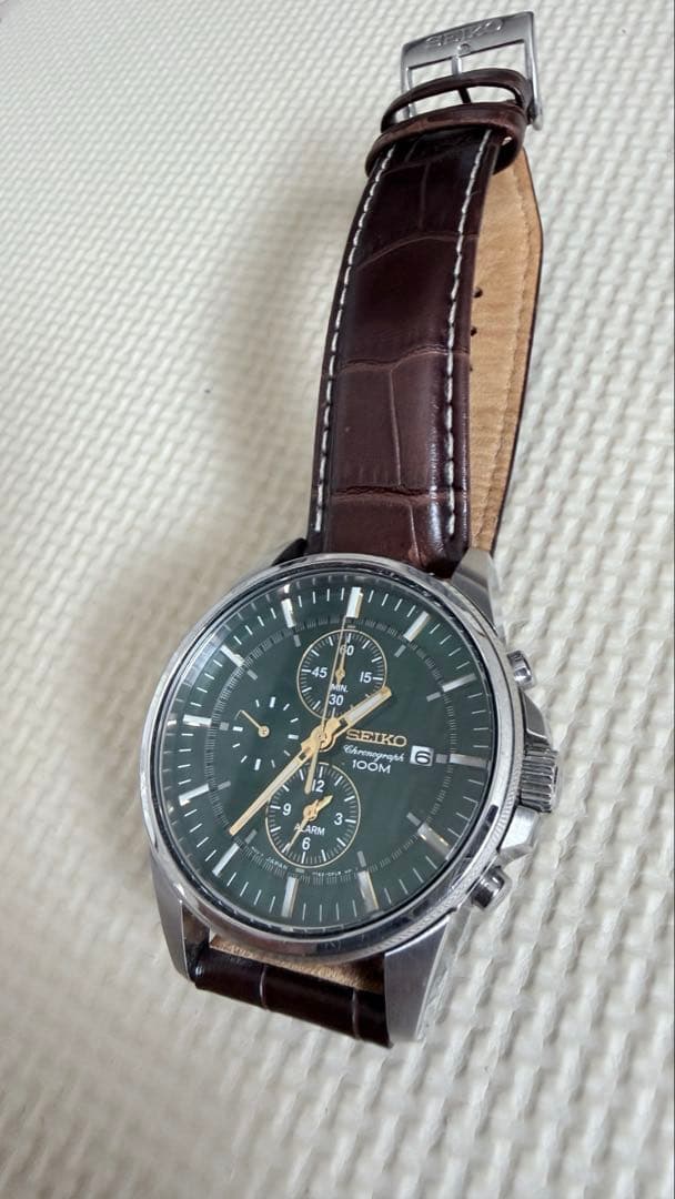 SEIKO Chronograph Watch Dark Green [SNAF09P1]
