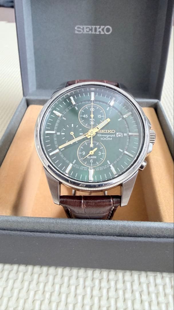 SEIKO Chronograph Watch Dark Green [SNAF09P1]