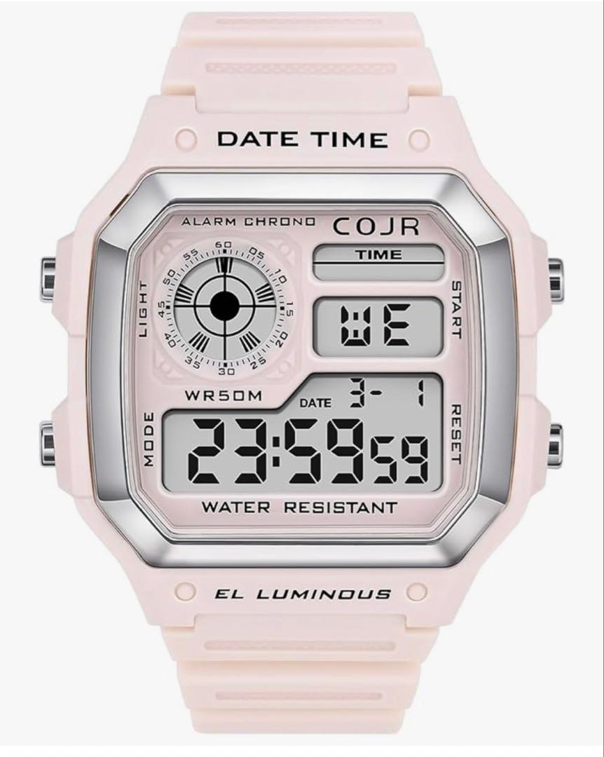 New Unworn Digital Watch  Pink LED Light Unisex