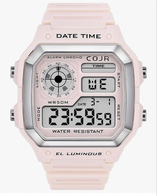 New Unworn Digital Watch  Pink LED Light Unisex